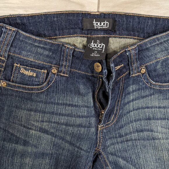 Touch NFL Steelers Boot Cut Jeans Dark/Medium Blue Size 26 - Picture 3 of 6